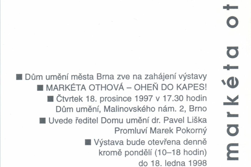 Markéta Othová. Oheň do kapes!